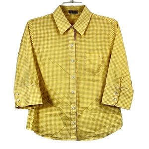 J. Crew Gingham Yellow Button Up Top Size S 🔥